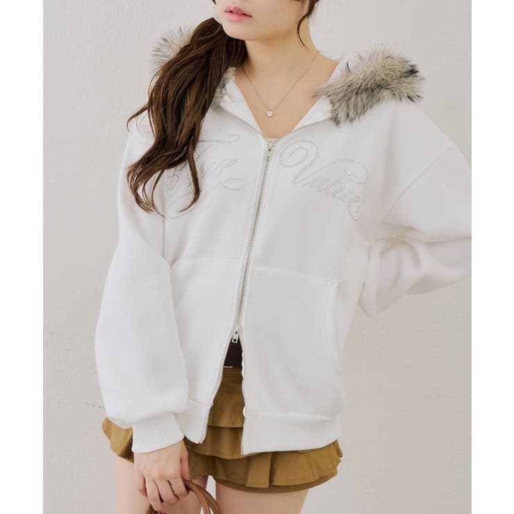【セットアップ対応】ララメ裏起毛ファー付ジップパーカー | NICE CLAUP / OLIVE des OLIVE　OUTLET | 詳細画像29 