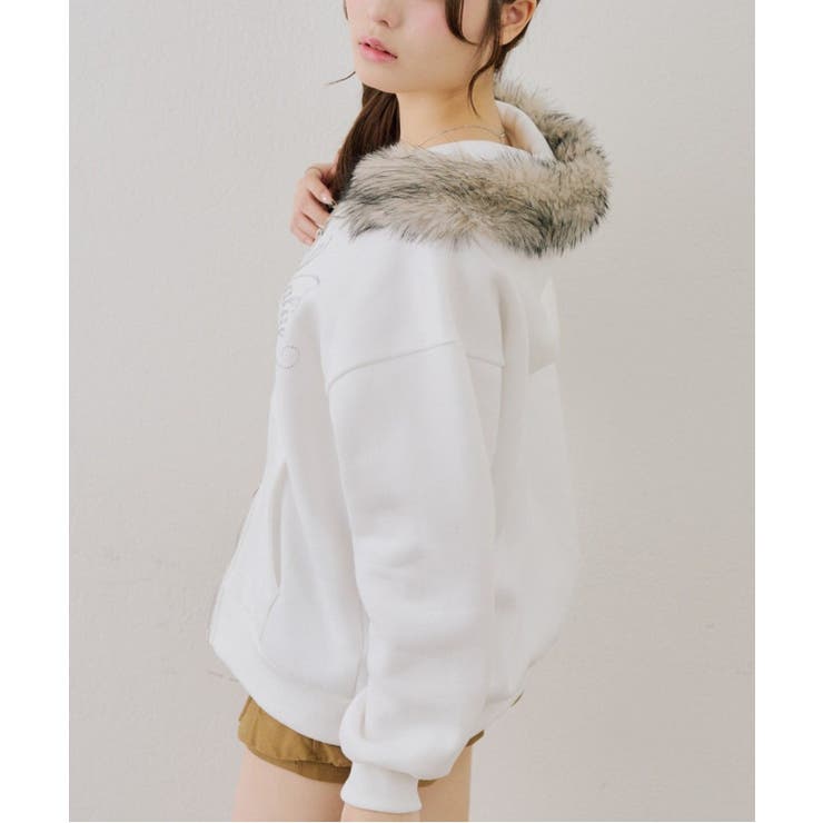 【セットアップ対応】ララメ裏起毛ファー付ジップパーカー | NICE CLAUP / OLIVE des OLIVE　OUTLET | 詳細画像30 