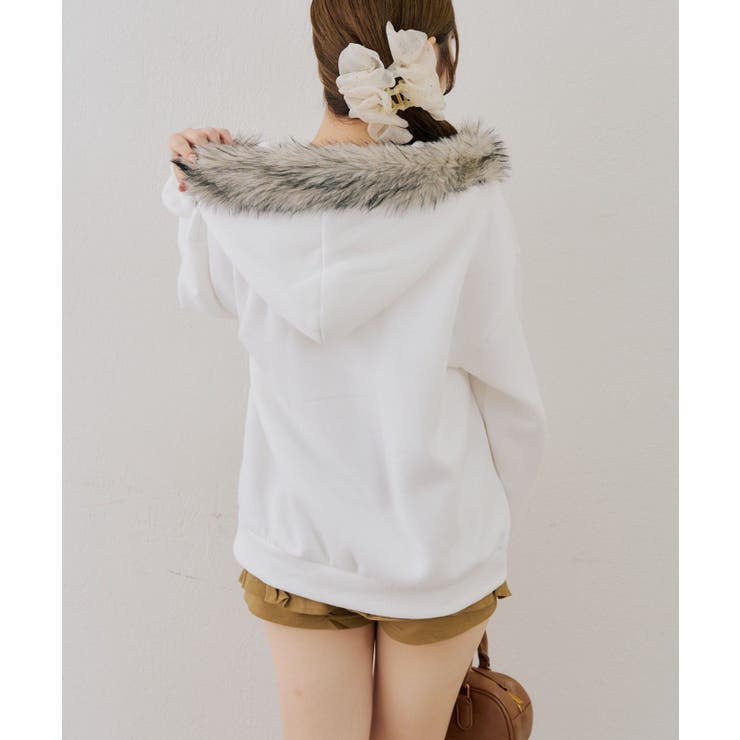 【セットアップ対応】ララメ裏起毛ファー付ジップパーカー | NICE CLAUP / OLIVE des OLIVE　OUTLET | 詳細画像31 