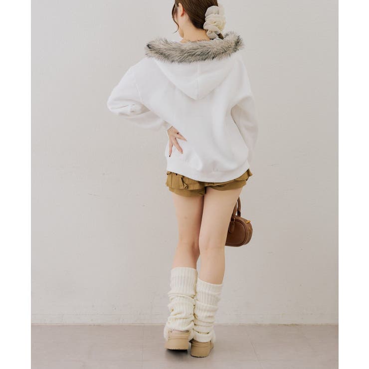 【セットアップ対応】ララメ裏起毛ファー付ジップパーカー | NICE CLAUP / OLIVE des OLIVE　OUTLET | 詳細画像35 