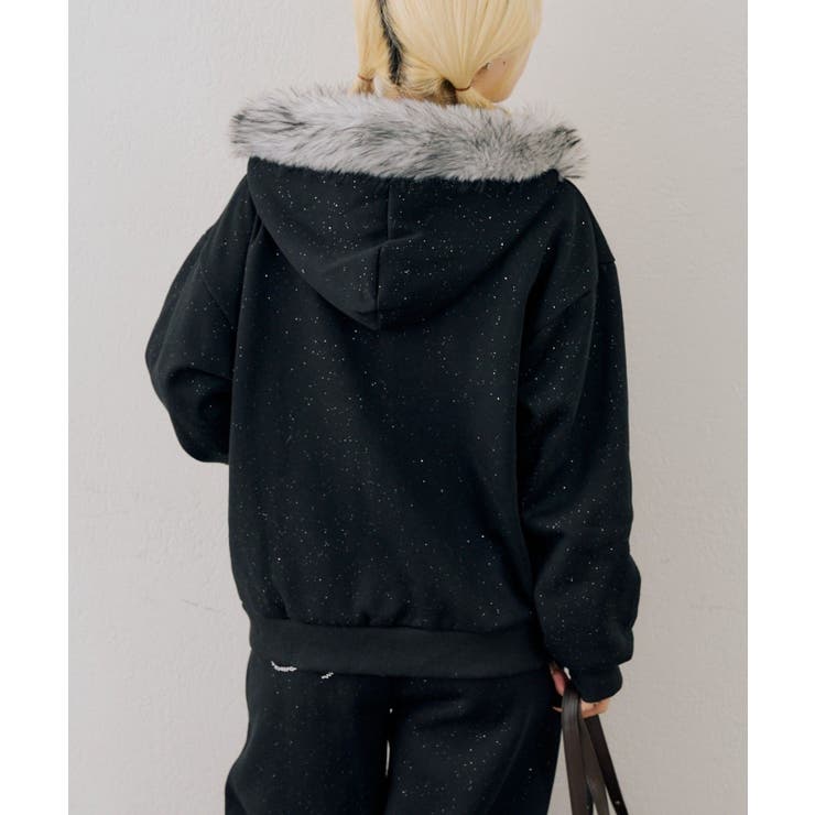 【セットアップ対応】ララメ裏起毛ファー付ジップパーカー | NICE CLAUP / OLIVE des OLIVE　OUTLET | 詳細画像39 