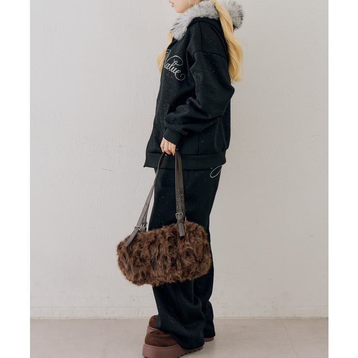 【セットアップ対応】ララメ裏起毛ファー付ジップパーカー | NICE CLAUP / OLIVE des OLIVE　OUTLET | 詳細画像42 