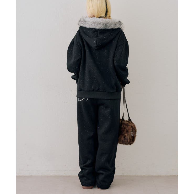 【セットアップ対応】ララメ裏起毛ファー付ジップパーカー | NICE CLAUP / OLIVE des OLIVE　OUTLET | 詳細画像43 