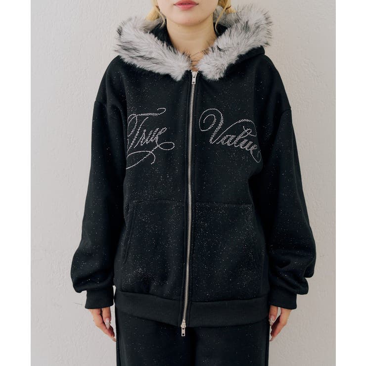 【セットアップ対応】ララメ裏起毛ファー付ジップパーカー | NICE CLAUP / OLIVE des OLIVE　OUTLET | 詳細画像44 