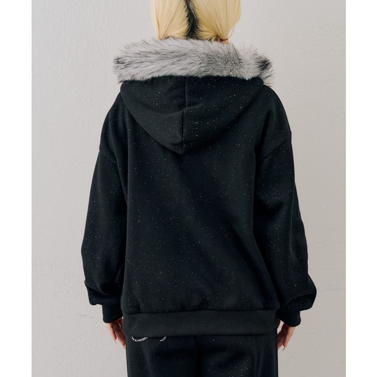 【セットアップ対応】ララメ裏起毛ファー付ジップパーカー | NICE CLAUP / OLIVE des OLIVE　OUTLET | 詳細画像46 