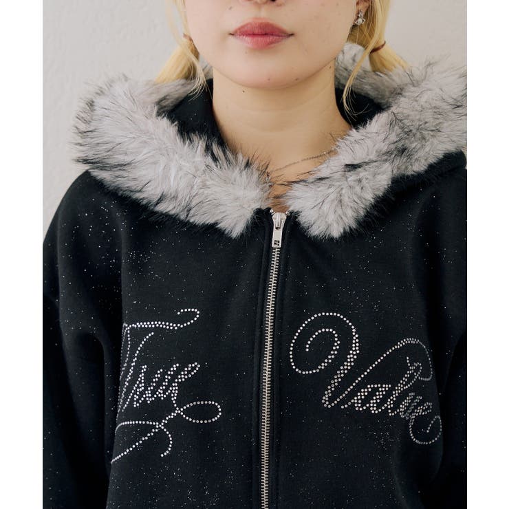【セットアップ対応】ララメ裏起毛ファー付ジップパーカー | NICE CLAUP / OLIVE des OLIVE　OUTLET | 詳細画像48 