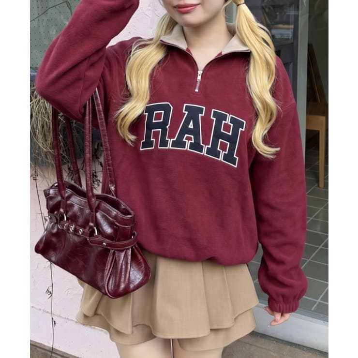 ボルドー | フリースBIGロゴハーフジッププルオーバー | NICE CLAUP / OLIVE des OLIVE　OUTLET