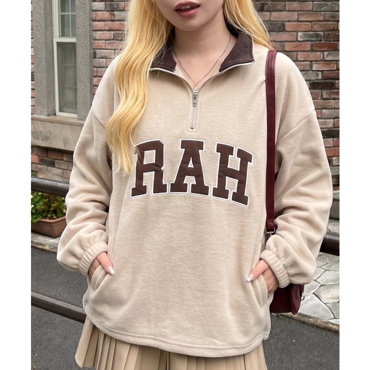 アイボリー | フリースBIGロゴハーフジッププルオーバー | NICE CLAUP / OLIVE des OLIVE　OUTLET