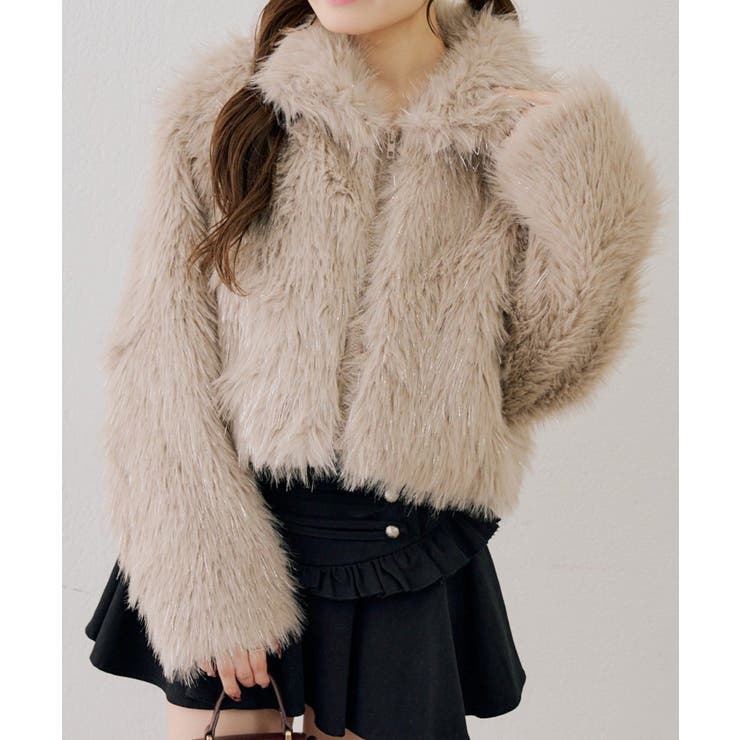 グレージュ | キラキラファースタンドブルゾン | NICE CLAUP / OLIVE des OLIVE　OUTLET