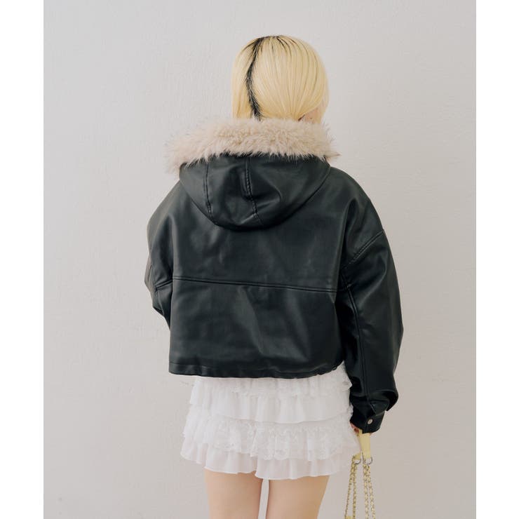 フードファーリボン付ブルゾン | NICE CLAUP / OLIVE des OLIVE　OUTLET | 詳細画像11 
