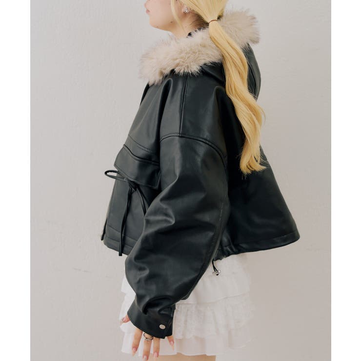 フードファーリボン付ブルゾン | NICE CLAUP / OLIVE des OLIVE　OUTLET | 詳細画像16 