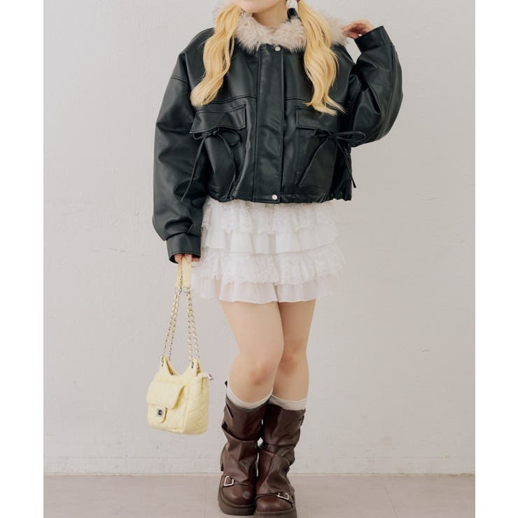 フードファーリボン付ブルゾン | NICE CLAUP / OLIVE des OLIVE　OUTLET | 詳細画像12 