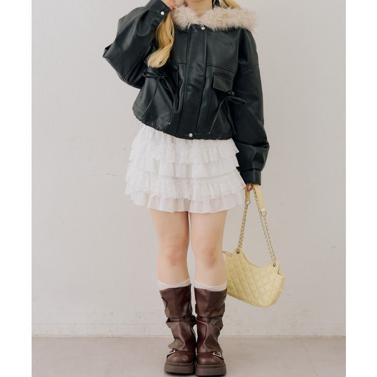 フードファーリボン付ブルゾン | NICE CLAUP / OLIVE des OLIVE　OUTLET | 詳細画像13 