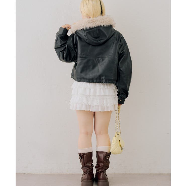 フードファーリボン付ブルゾン | NICE CLAUP / OLIVE des OLIVE　OUTLET | 詳細画像14 