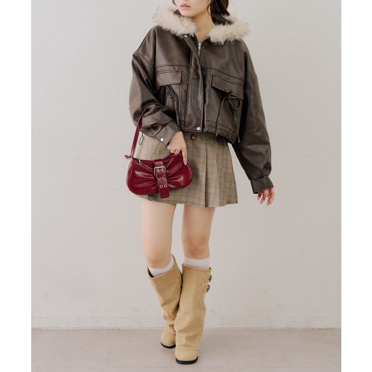 フードファーリボン付ブルゾン | NICE CLAUP / OLIVE des OLIVE　OUTLET | 詳細画像9 