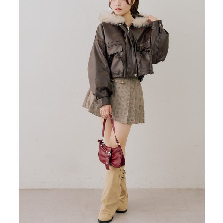 フードファーリボン付ブルゾン | NICE CLAUP / OLIVE des OLIVE　OUTLET | 詳細画像6 