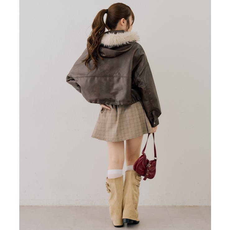 フードファーリボン付ブルゾン | NICE CLAUP / OLIVE des OLIVE　OUTLET | 詳細画像8 