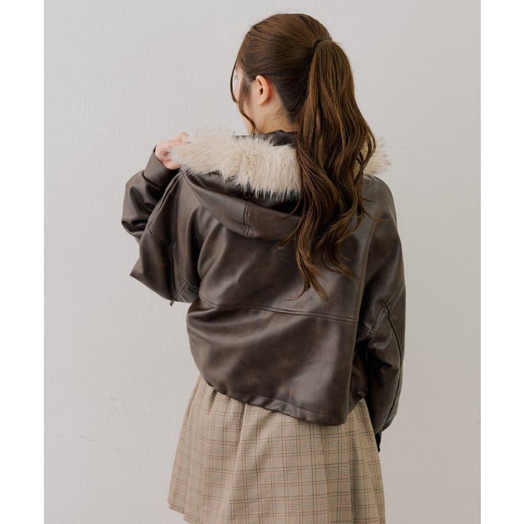 フードファーリボン付ブルゾン | NICE CLAUP / OLIVE des OLIVE　OUTLET | 詳細画像5 