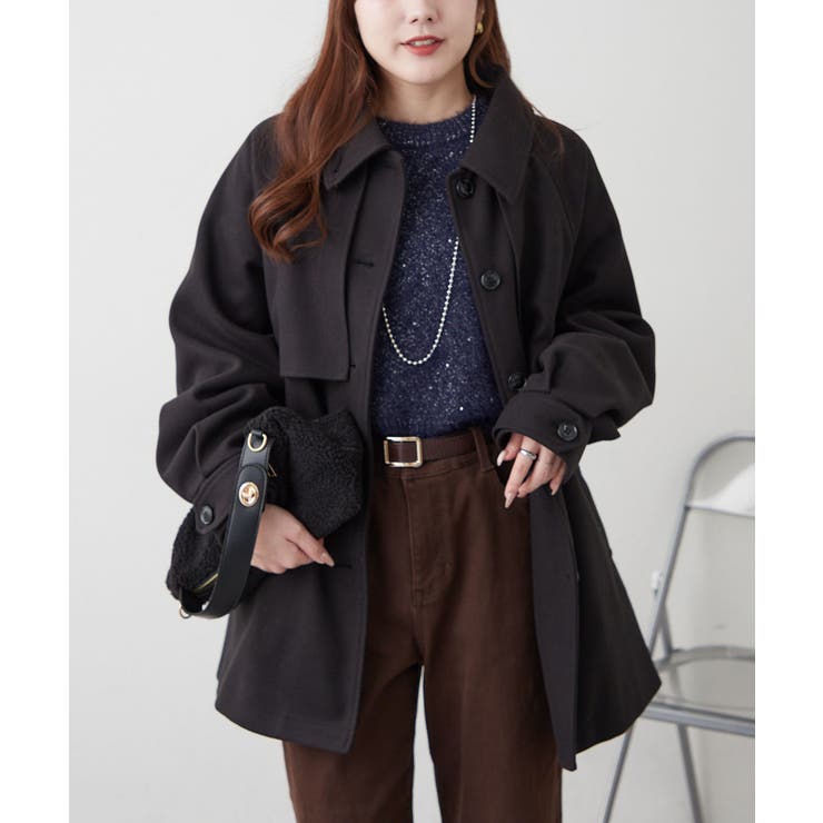 ブラック | ラグランハーフコート | RMAF　NICE CLAUP / OLIVE des OLIVE