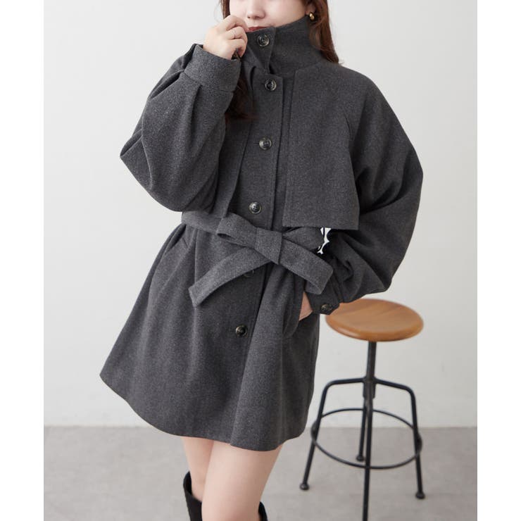 チャコール | ラグランハーフコート | RMAF　NICE CLAUP / OLIVE des OLIVE
