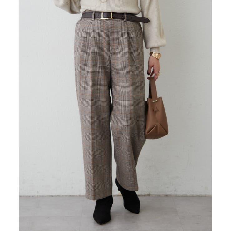 ブラウン | ボンディング裏起毛チェックパンツ | RMAF　NICE CLAUP / OLIVE des OLIVE