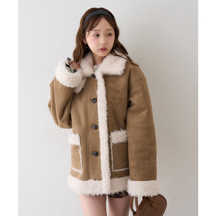 ムートンファースタンドミドル丈コート | RMAF　NICE CLAUP / OLIVE des OLIVE | 詳細画像3 