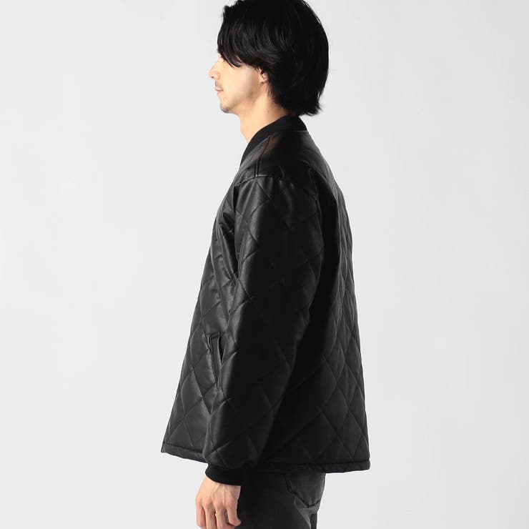 イミテーションレザー中綿キルティングブルゾン[品番：NICW0003851 