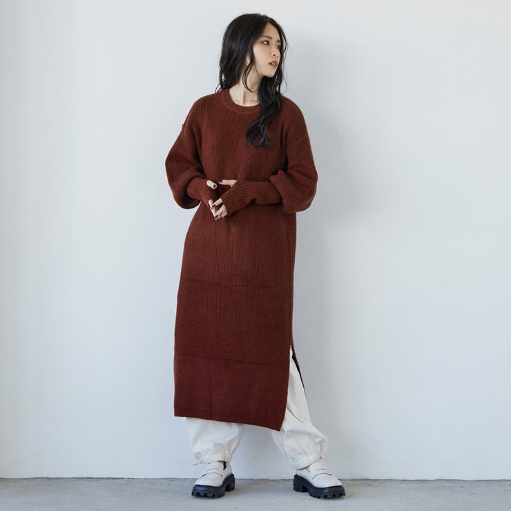 Niccole　ニットワンピース　新品　未使用　高級感　15号　L-LL相当 フィンガーホールニットワンピース[品番：NICW0004035]｜NICOLE