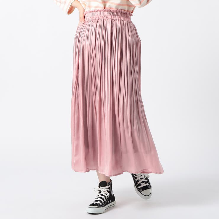 08ピンク | 洗えるヴィンテージサテンスカート | NICOLE