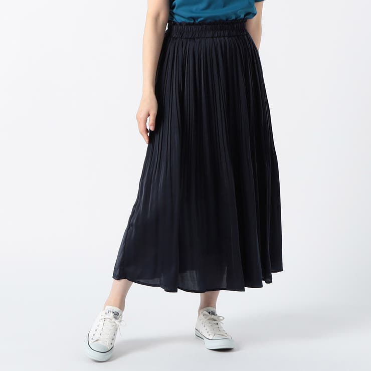 67ネイビー | 洗えるヴィンテージサテンスカート | NICOLE