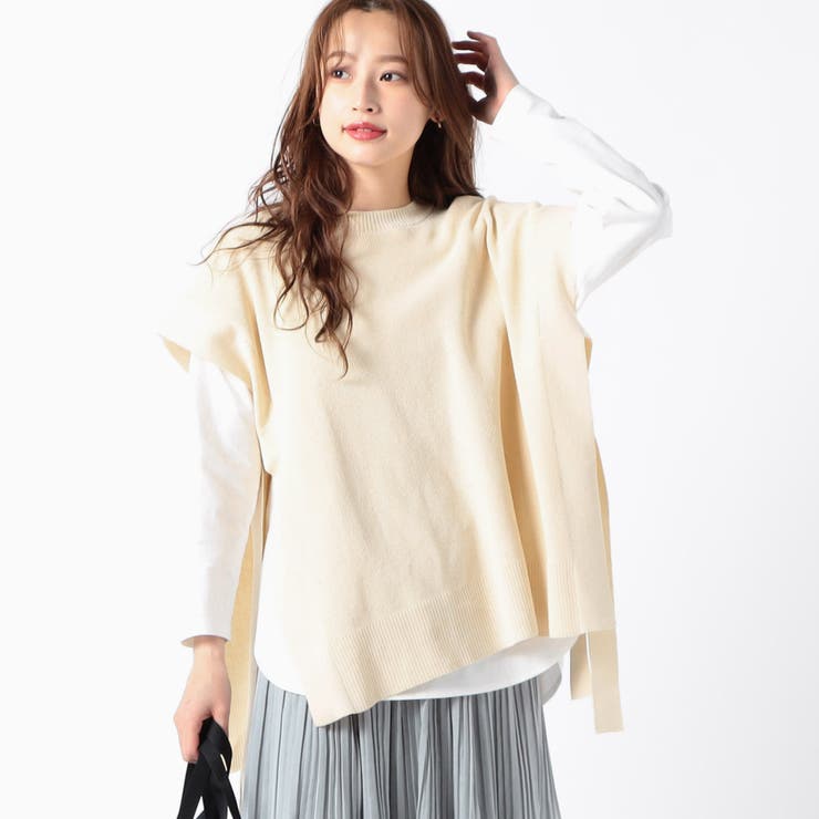 24クリーム | アゼ編みポンチョベスト | NICOLE