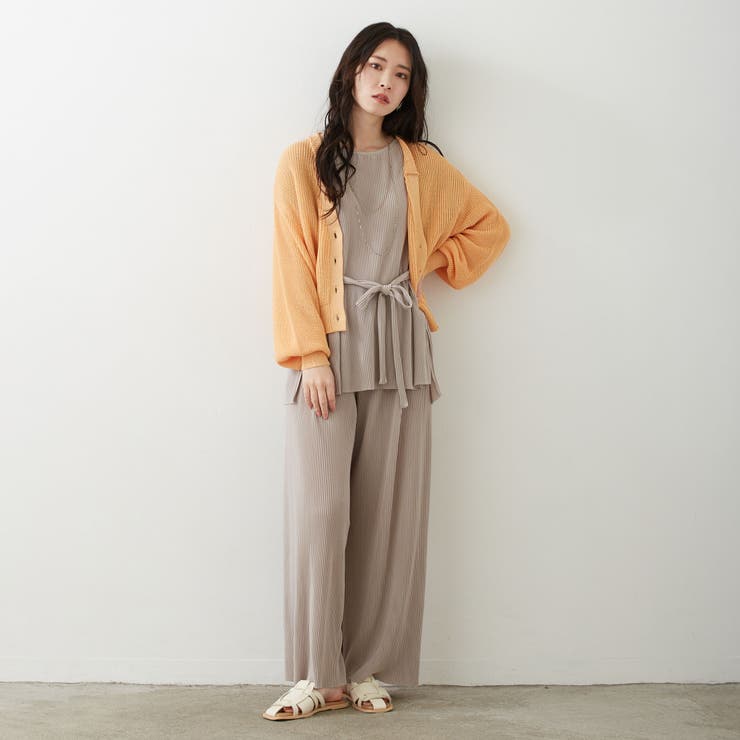 セットアップ】クリスタルプリーツ トップス＋パンツ[品番