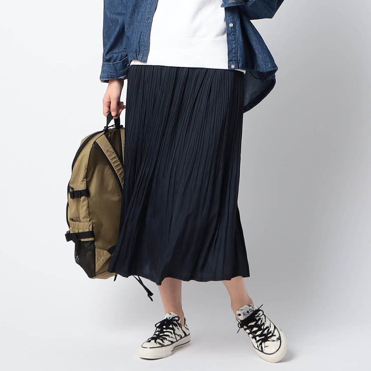 67ネイビー | 洗えるヴィンテージサテンスカート | NICOLE