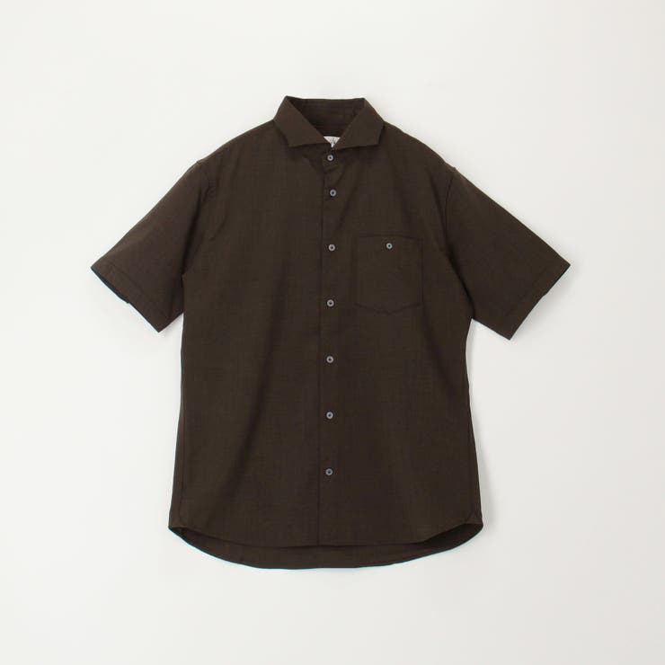 13ブラウン | シャンブレーブロード カッタウェイカラーシャツ | NICOLE