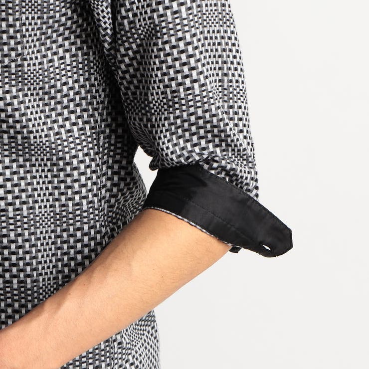 シアードビーチェック７分袖イタリアンカラーシャツ | NICOLE | 詳細画像14 