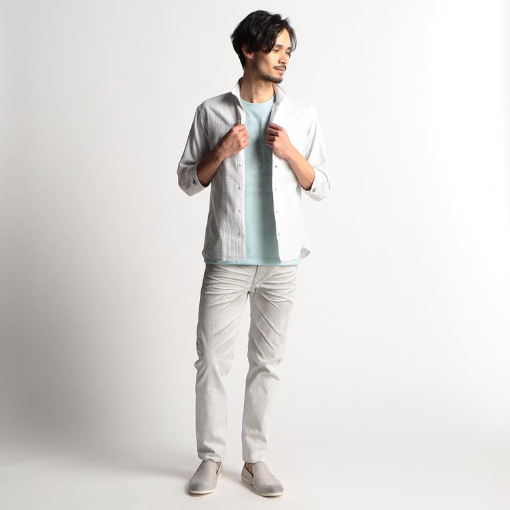 シアードビーチェック７分袖イタリアンカラーシャツ | NICOLE | 詳細画像3 