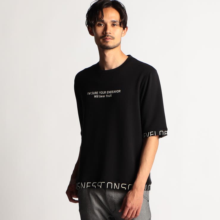 49ブラック | ダンボールニット5分袖プルオーバー | NICOLE