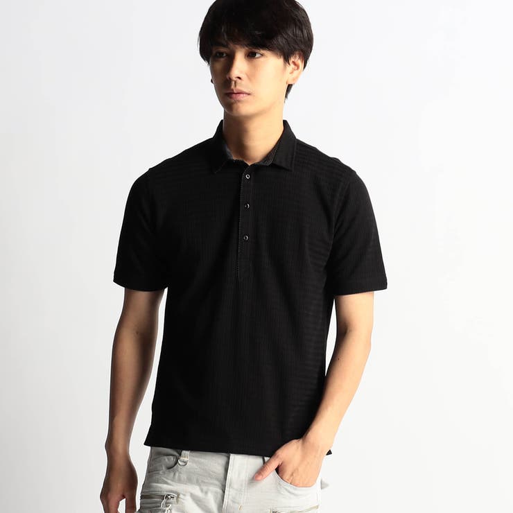 49ブラック | 【WEB限定商品】変形針抜ポロシャツ | NICOLE