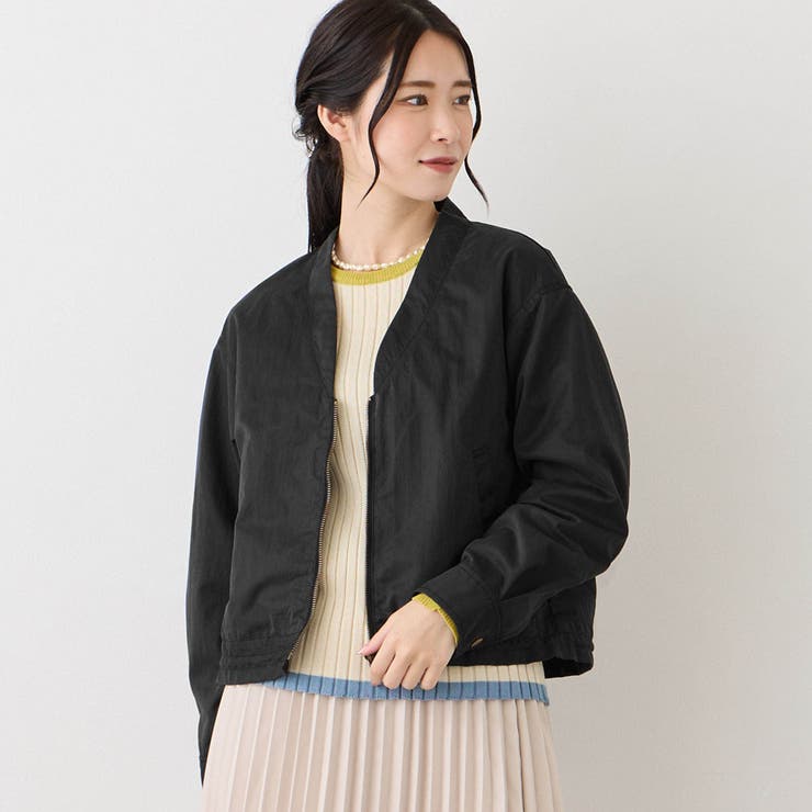 49ブラック | VネックZIPブルゾン | NICOLE