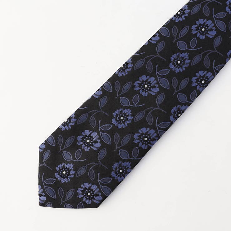49ブラック | フラワー ジャカードネクタイ | NICOLE