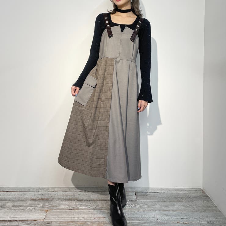 レザーショルダージャンパースカート[品番：NICW0004825]｜NICOLE