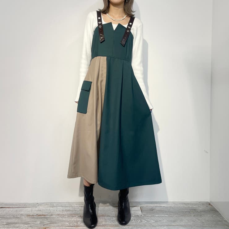 LATOWAラピーヌ　レザージャンパースカート レザーショルダージャンパースカート[品番：NICW0004825]｜NICOLE