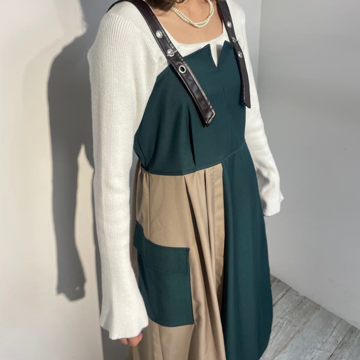 LATOWAラピーヌ　レザージャンパースカート サワアラモード Sawa a la mode フェイクレザージャンパースカート