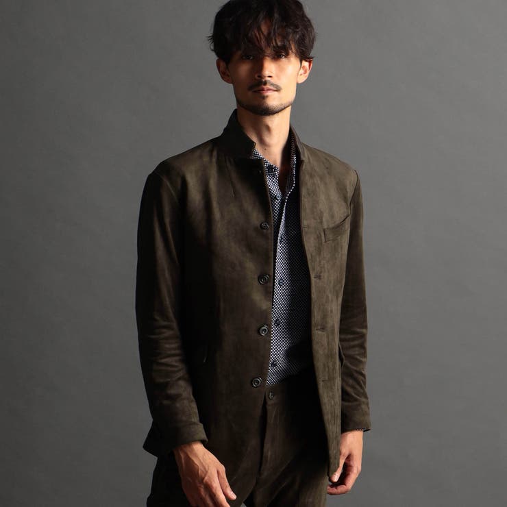 17ダークブラウン | ストレッチニットスウェードカヴァーオールジャケット | NICOLE