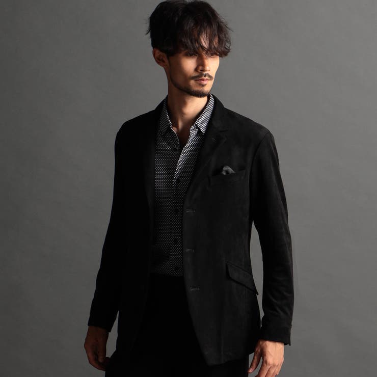 49ブラック | ストレッチニットスウェードカヴァーオールジャケット | NICOLE