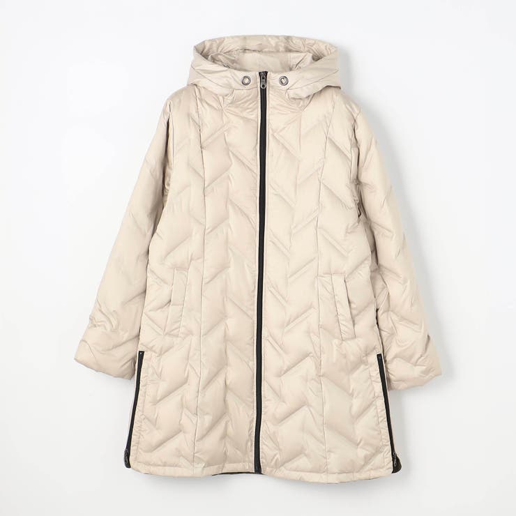 エンボス加工 シームレスダウン ロングコート／タフタ[品番