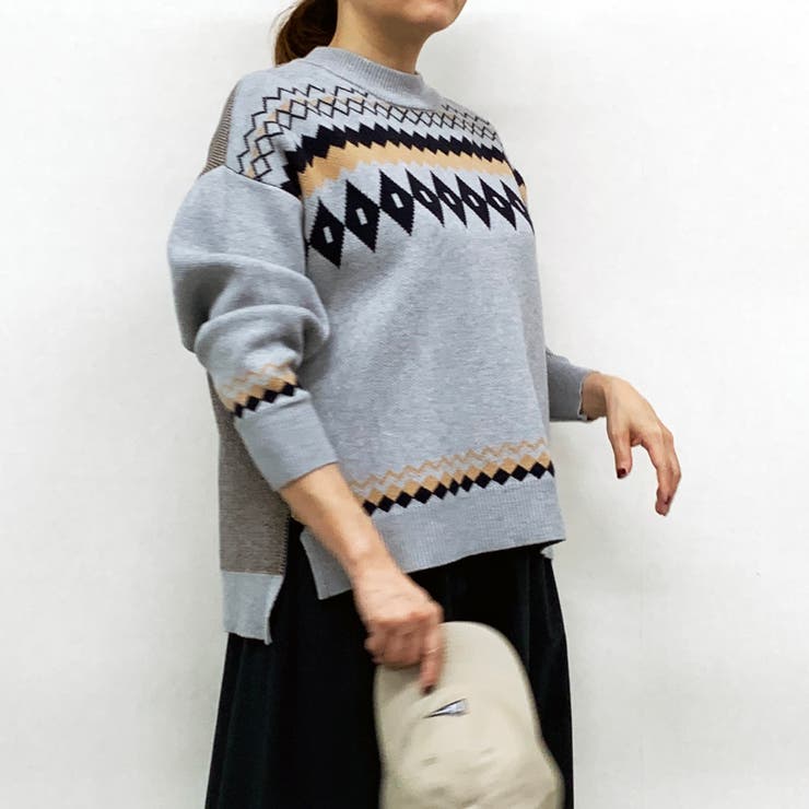 29グレー | ジャガード 総柄ニット | NICOLE