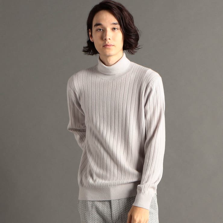 美品○タートルネック WIDE KNIT○グレー-