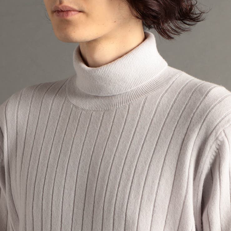 美品○タートルネック WIDE KNIT○グレー-