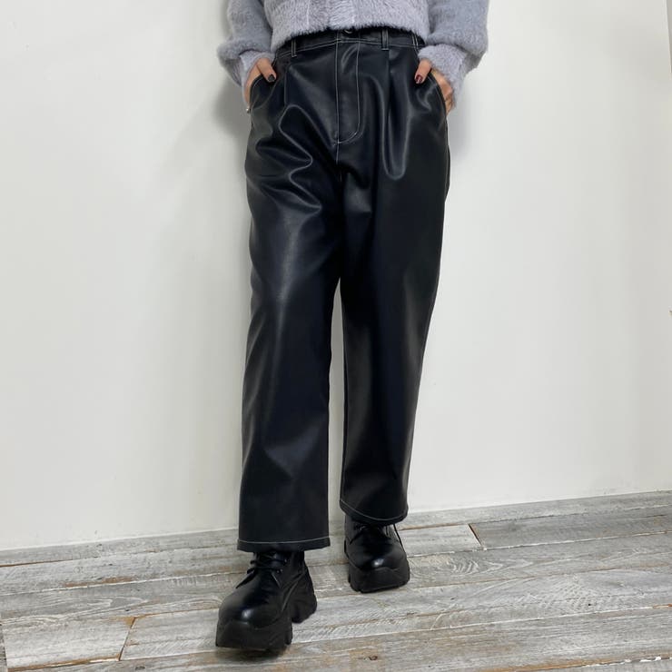 49ブラック | フェイクレザーサルエル パンツ | NICOLE